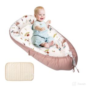 img 4 attached to 🦌 Organic Cotton Baby Lounger Nest with Bassinet Mattress - Portable Pink Deer Crib for Newborns (0-12 Months)