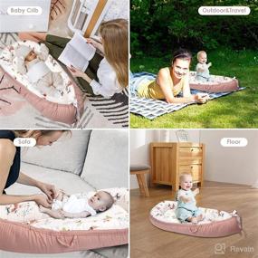 img 1 attached to 🦌 Organic Cotton Baby Lounger Nest with Bassinet Mattress - Portable Pink Deer Crib for Newborns (0-12 Months)