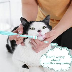 img 2 attached to 🐶 High-Quality 4-Piece Silicone Toothbrush Set for Small Dog and Cat Dental Care - 360 Degree All-Around Baby Toothbrush - Ideal for Deep Cleaning - Individually Packaged - Available in Blue and Pink - Easy and Effective Pet Toothbrush