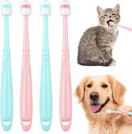 🐶 high-quality 4-piece silicone toothbrush set for small dog and cat dental care - 360 degree all-around baby toothbrush - ideal for deep cleaning - individually packaged - available in blue and pink - easy and effective pet toothbrush логотип