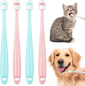 img 4 attached to 🐶 High-Quality 4-Piece Silicone Toothbrush Set for Small Dog and Cat Dental Care - 360 Degree All-Around Baby Toothbrush - Ideal for Deep Cleaning - Individually Packaged - Available in Blue and Pink - Easy and Effective Pet Toothbrush