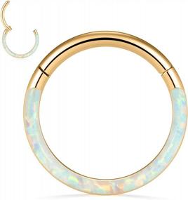 img 4 attached to Stylish, Secure, And Versatile: PEAKLINK Septum Clicker Ring And Piercing Jewelry Collection In 316L Stainless Steel With CZ/OPAL Accents