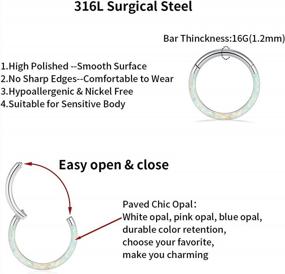 img 2 attached to Stylish, Secure, And Versatile: PEAKLINK Septum Clicker Ring And Piercing Jewelry Collection In 316L Stainless Steel With CZ/OPAL Accents