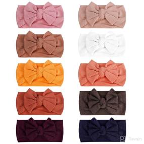 img 4 attached to Adorable Set of 10 Soft Hairbands for 🎀 Baby Girls - Infant Toddler Newborn Headbands with Bows