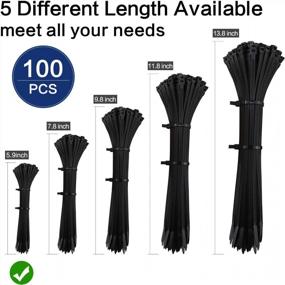 img 3 attached to Black 100-Piece 10 Inch/250Mm Heavy Duty Self-Locking Zip Cable Ties With 50Lbs Tensile Strength For Indoor And Outdoor By Teskyer