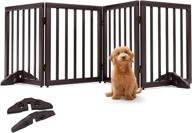 mino kesper freestanding dog gates: foldable pet gate indoor with 2pcs support feet, extra wide wooden gate for stairs and home use logo