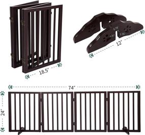 img 3 attached to Mino Kesper Freestanding Dog Gates: Foldable Pet Gate Indoor with 2PCS Support Feet, Extra Wide Wooden Gate for Stairs and Home Use