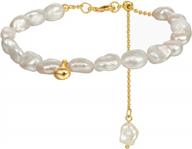 women's handpicked cultured pearl bracelet - yorzahar natural freshwater baroque irregular pearls, adjustable and stylish for girls logo