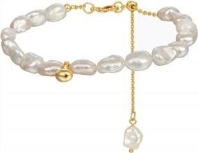 img 4 attached to Women'S Handpicked Cultured Pearl Bracelet - YorzAhar Natural Freshwater Baroque Irregular Pearls, Adjustable And Stylish For Girls