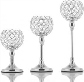 img 4 attached to Vincidern Silver Crystal Candle Holder For Wedding Centerpiece, Tealight Candlestick Holder For Table Decor, Fireplace Candelabra, Home Decor, Party, Housewarming Gift (Pack Of 3Pcs)