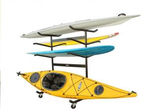 img 2 attached to Glacik Freestanding Portable Triple Kayak Or SUP Storage Rack, Single-Sided With Heavy-Duty Caster Wheels