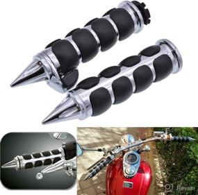 img 4 attached to 🏍️ Enhance Your Ride with KATUR Chrome Black Motorcycle Handlebar Grips- 1 inch 25mm, Compatible with Harley Shadow VT, VTX1300, 1800, Yamaha, Suzuki, Kawasaki