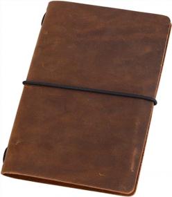 img 4 attached to Travel In Style: Refillable Leather Notebook Cover For Small Journals