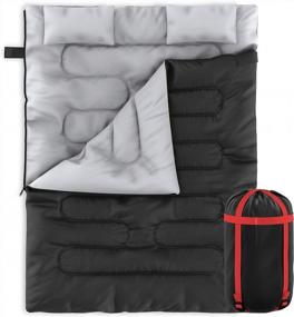 img 4 attached to 3-4 Season Lightweight Waterproof Double Sleeping Bag With 2 Pillows - Warm & Cool Weather Adult & Kids Camping, Hiking, And Outdoors (1-Pack)