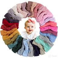 🎀 set of 30 baby girl bow nylon headbands, linen baby bow headbands, handcrafted headbands with bows for newborns, infants, and toddlers logo