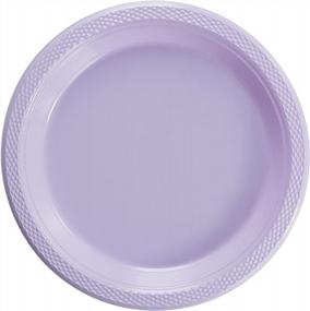 img 3 attached to 100-Pack Lavender 9 Inch Disposable Plates - Solid Color Plastic Dessert/Salad Party Plates