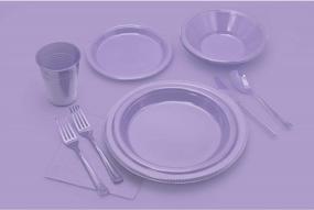 img 1 attached to 100-Pack Lavender 9 Inch Disposable Plates - Solid Color Plastic Dessert/Salad Party Plates