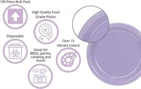 img 2 attached to 100-Pack Lavender 9 Inch Disposable Plates - Solid Color Plastic Dessert/Salad Party Plates