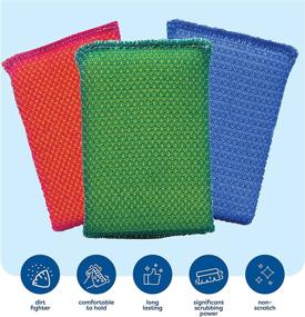 img 3 attached to 🧽 SCRUBIT Non-Scratch Scouring Pad - Versatile Cleaning Sponges for Pots, Pans, Dishes, Utensils & Non-Stick Cookware - Multi-Purpose Scrubbing Pads Ideal for Kitchen, Bathroom - Pack of 6 Dish Sponges (Colored)