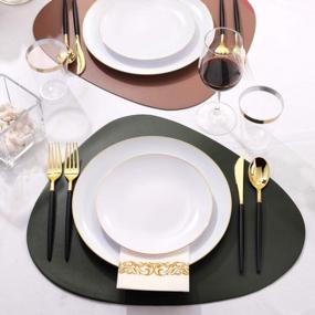 img 1 attached to Supernal 350Pcs Gold Plastic Dinnerware Set, Gold And White Plates,Gold Plastic Silverware - Black Handle,Gold Rim Plates,Gold Cups,Gold Elegant Napkins Great For Birthday,Party,Wedding