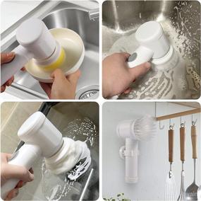 img 3 attached to 🧼 Efficient Electric Spin Scrubber: Cordless Power Spinning Scrub Brush for Bathroom, Tile, Tub, Dish, Sink, Grout, Wall, and Kitchen - Includes 3 Replaceable Brush Heads