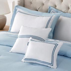 img 2 attached to Transform Your Bedroom With BEDSURE 5-Piece Blue Comforter Set - King Size Bedding Set With Flange Edge And Decorative Pillows