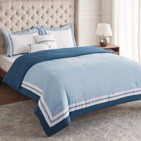 img 3 attached to Transform Your Bedroom With BEDSURE 5-Piece Blue Comforter Set - King Size Bedding Set With Flange Edge And Decorative Pillows