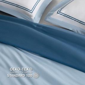 img 1 attached to Преобразите свою спальню с помощью комплекта синего одеяла BEDSURE из 5 предметов — комплект постельного белья королевского размера с фланцевым краем и декоративными подушками