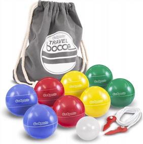 img 4 attached to GoSports Mini Travel Size Bocce Game Set With 8 Balls, Pallino, Tote Bag And Measuring Rope - Choose Your Size