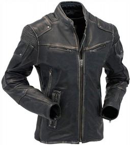 img 1 attached to Vintage Motorcycle Leather Jacket Collection For Men - Real/Faux Cafe Racer Brando Retro Biker Outerwear