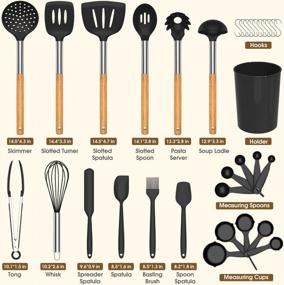 img 3 attached to Complete 33-Piece Cooking Set With Heat Resistant Silicone Utensils And BPA-Free Wooden Handles - Perfect For Non-Stick Cookware