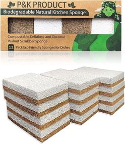 img 4 attached to 🌴 P&amp;K Natural Coconut Cellulose Sponges - 12pcs Biodegradable Dish Sponges - Safe, Odorless, and Eco-Friendly Kitchen Sponge Set