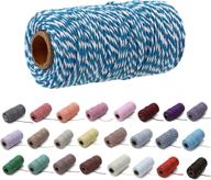 1 roll 2mm 109 yard colourful cotton cord bakers twine diy crafts gift wrapping christmas wedding home decor string rope (#03 blue white) logo