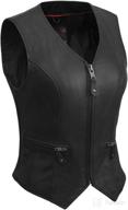 🏍️ black fitted motorcycle leather vest for women - true element with side stretch panel (size l) logo