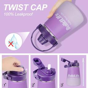 img 2 attached to Stay Hydrated On-The-Go With BuildLife'S 32OZ Insulated Stainless Steel Water Bottle In Light Purple Pink - Wide Mouth, Straw Lid & Leak-Proof Design