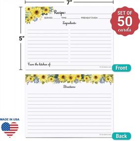 img 3 attached to Jumbo XL Sunflower Recipe Cards (50 Pack) - 5X7 Inch From The Kitchen Of For Weddings, Baby Shower, Bridal Shower - Made In USA