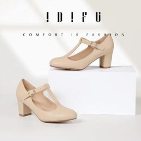img 3 attached to Stylish And Comfortable Women'S Pumps For Weddings And Dressy Occasions - Mary Jane T-Strap Design With Low Chunky Heels In Black, Nude, And Silver