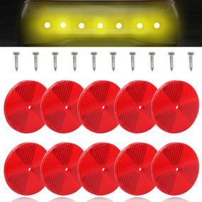 img 4 attached to 🔴 smseace 10pcs Red Round Reflector with Center Mounting Hole + Stainless Steel Screw - Ideal for Roads, Mailboxes, Tunnels, and Cars - D-020-Y