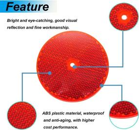 img 2 attached to 🔴 smseace 10pcs Red Round Reflector with Center Mounting Hole + Stainless Steel Screw - Ideal for Roads, Mailboxes, Tunnels, and Cars - D-020-Y