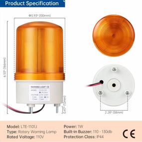 img 1 attached to LTE-1101J AC 110V Industrial Signal Alarm Tower Lamp With LED Rotating Strobe Warning Light And Buzzer For Emergencies In Yellow Finish By GKEEMARS