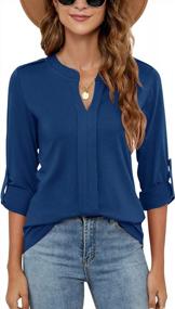 img 4 attached to Stylish And Professional: LOMON Womens Roll Up 3/4 Sleeve Shirts For Business Casual Looks