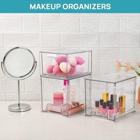 img 1 attached to 2 Pack Stackable Makeup Organizer Storage Drawers - 6.6’‘ Tall Acrylic Bathroom Organizers For Vanity, Undersink, Kitchen Cabinets & Pantry Organization