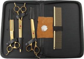 img 4 attached to Pet Grooming Thinning Scissors Kit - Japanese 440C Blade Trimmers For Dogs And Cats, Includes 7/8" TIJERAS Shears And Blunt Tip Scissor - Professional 4-Piece Set For Groomers