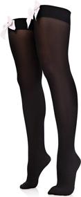 img 4 attached to Add Flair To Your Look With Skeleteen'S Bow Accent Thigh Highs