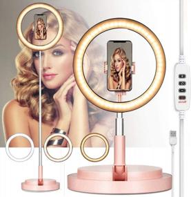 img 4 attached to Capture Stunning Moments Anywhere With Portable Pink LED Selfie Ring Light And Cell Phone Stand: Perfect For TikTok, YouTube, And Makeup Tutorials