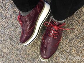 img 7 attached to Women'S Platform Lace-Up Wingtips Square Toe Oxfords Shoes By DADAWEN
