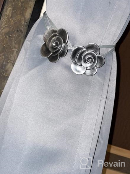 img 1 attached to Vintage Resin Flower Magnetic Curtain Tie Back With Rope Drapery - Lewondr Decorative Buckle Holder For Home, Office, Cafe Balcony And Outdoor Use - Gray review by Patrick Hamman