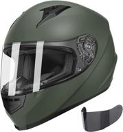 glx gx11 compact lightweight full face motorcycle street bike helmet with extra tinted visor dot approved (camo logo