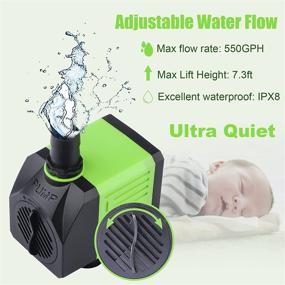 img 3 attached to 🌊 Aysoner Submersible Fountain Water Pump: 550GPH 30W Adjustable Ultra Quiet Small Pond Pump with 6ft Power Cord - Ideal for Aquariums, Outdoor Waterfalls, Statuary, and Hydroponics