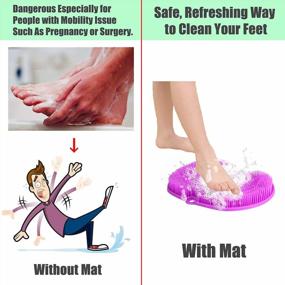 img 3 attached to GuanZo Extra Large Shower Foot Cleaner Scrubber Massager: Non-Slip Suction Cups, Softer Bristles Design For Increased Circulation & Exfoliation (11.8 X 9.5 Inches) - Purple